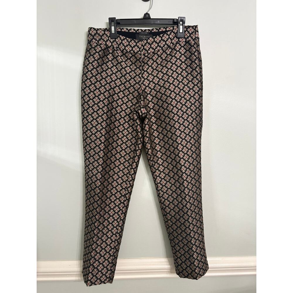 Talbots Black and Pink Patterned Wide Leg Pants